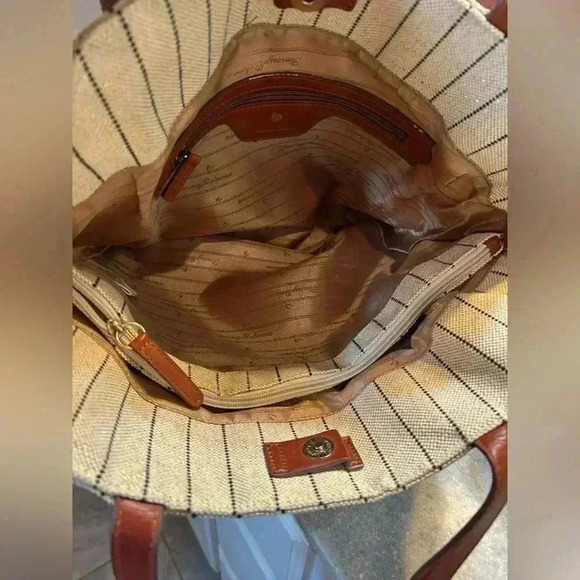 Tommy Bahama paradise flower linen and leather embroidered tote - Picture 6 of 8